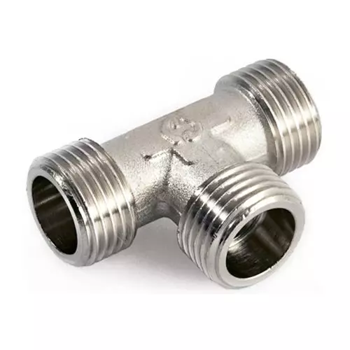 Штуцерный равнопроходный тройник с наружной резьбой 10x40 мм Бр ГОСТ 5Р.5536-2010